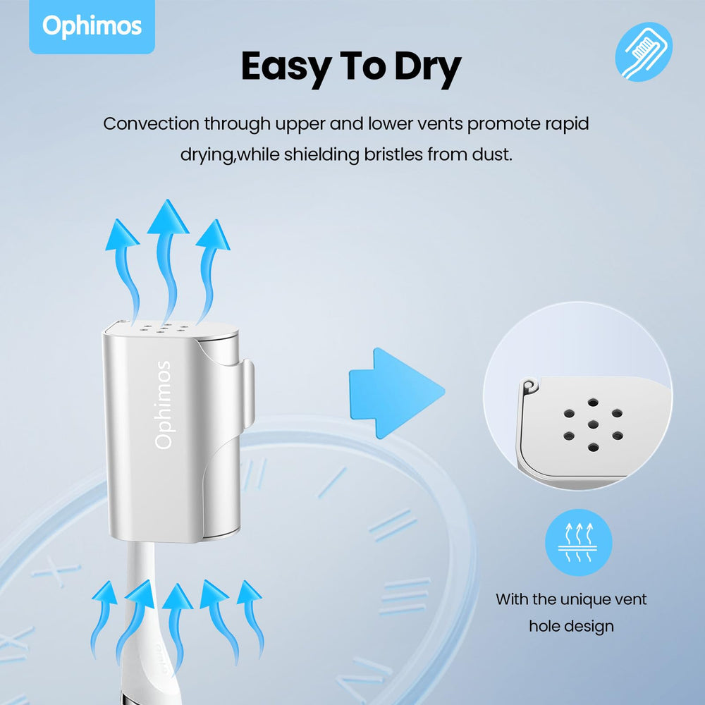 Toothbrush caps drying in bathroom with ventilation