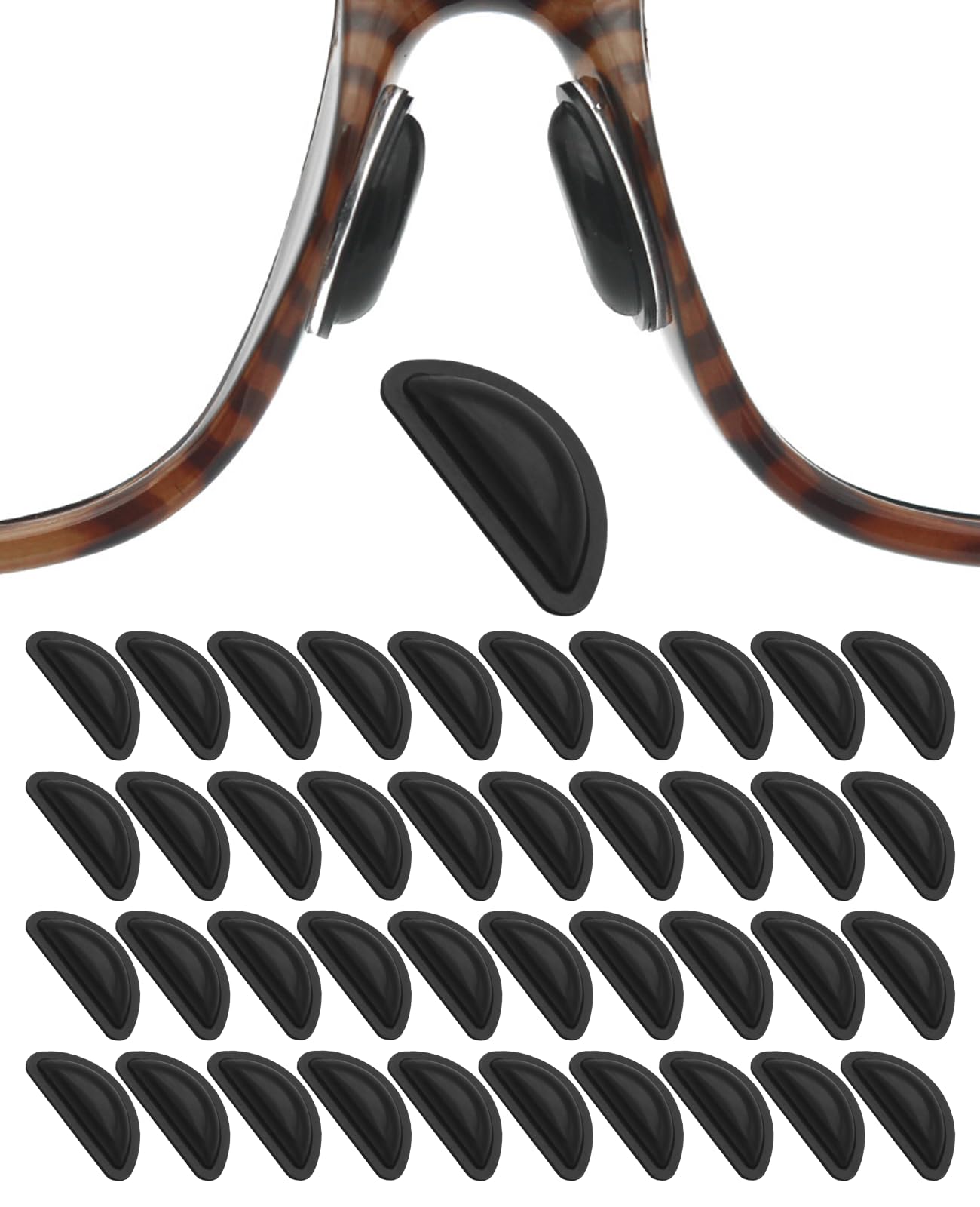 OPLCFO product front view of 20-Pairs Silicone Nose Pads for Eyeglasses