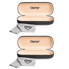Open view of black eyeglass case interior