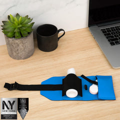 Blue travel case compatible with eyeglass case