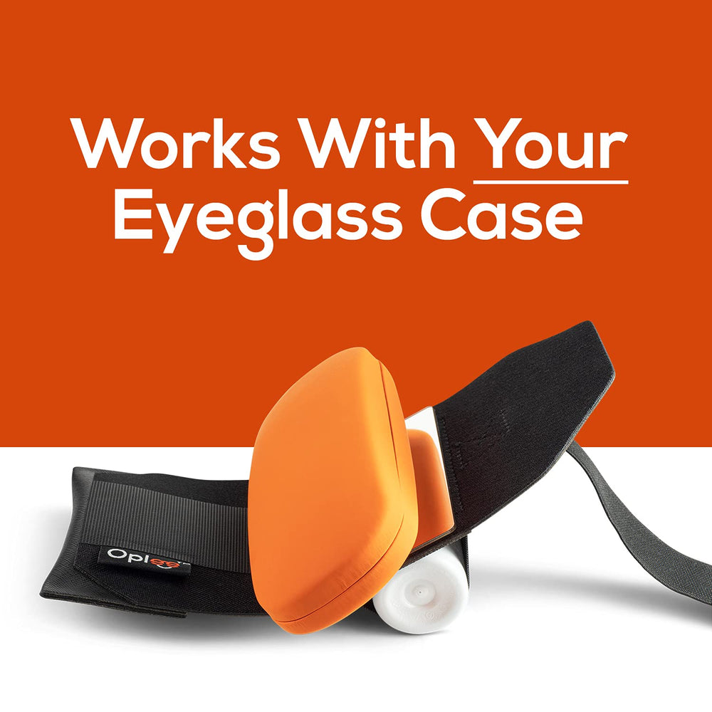 Compact travel case in blue ready for on-the-go eye care