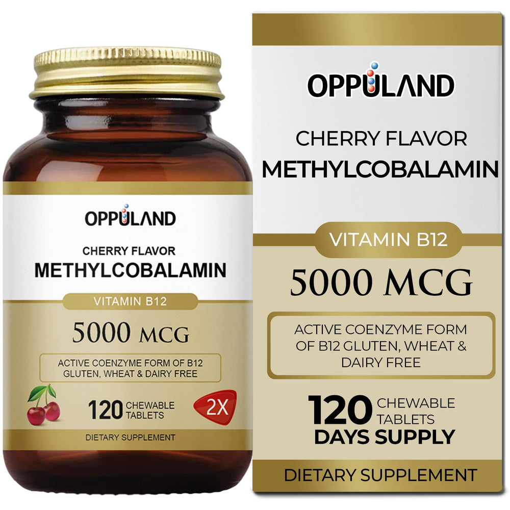 Oppuland Methyl B-12 5000mcg Cherry Chewables bottle label