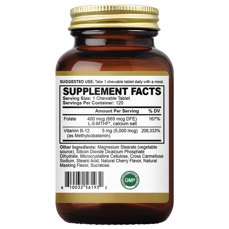 Energy and brain health support concept with B12 and folate