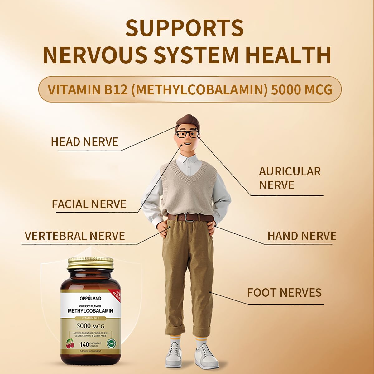 Cherry-flavored chewable methyl B-12 5000mcg tablets