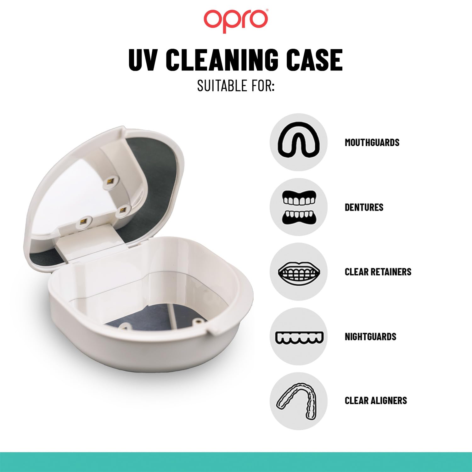 OPRO UV Cleaning Case open with lid raised