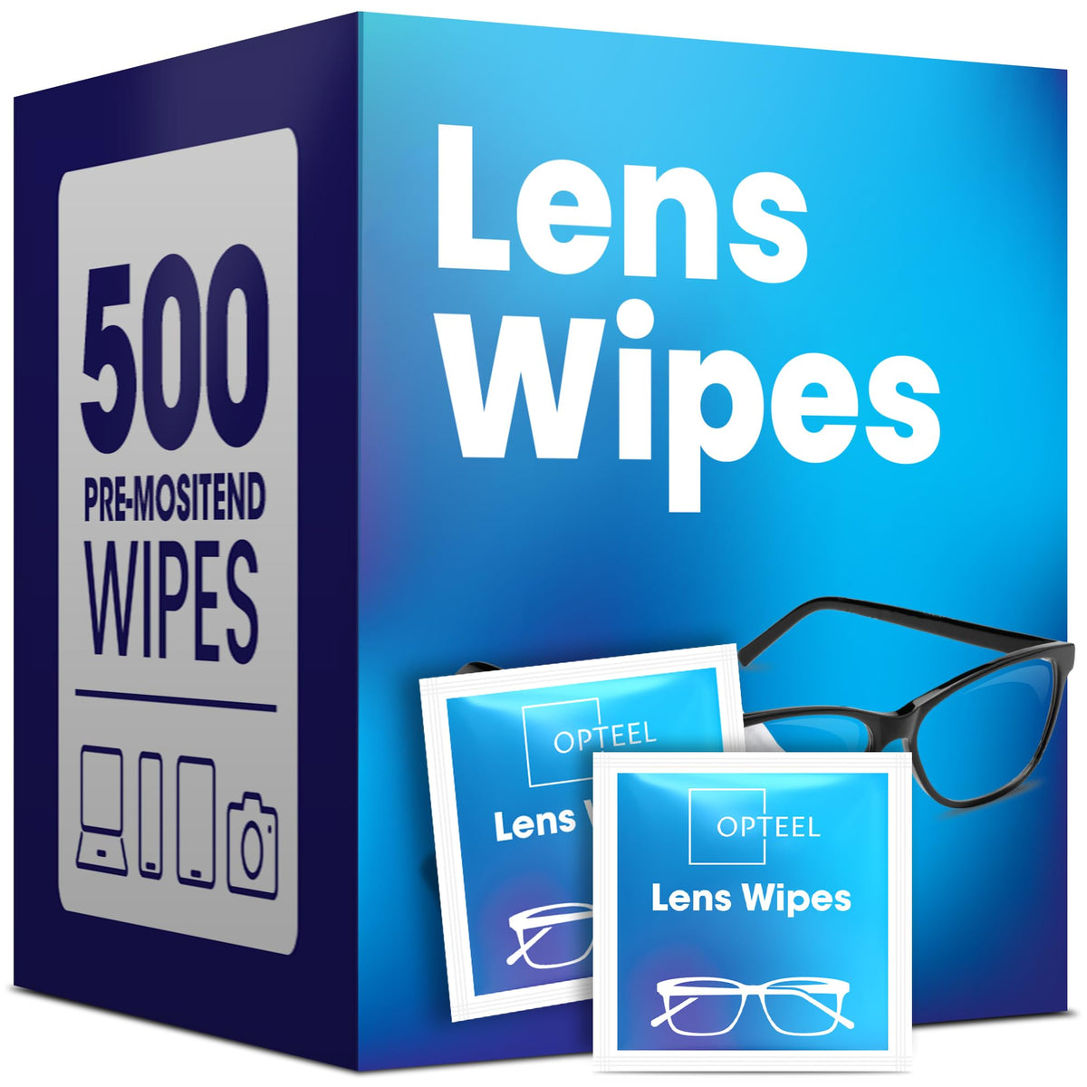 Opteel Lens Wipes for Eyeglasses – 500-count bulk pack