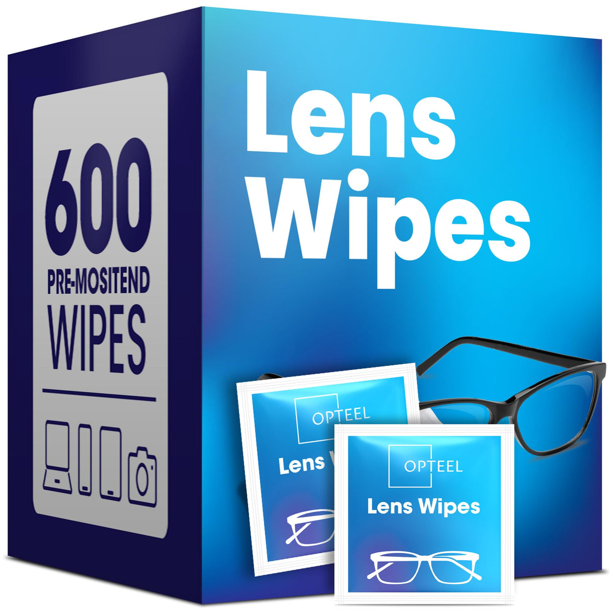 Opteel 600-count pre-moistened lens wipes for eyeglasses