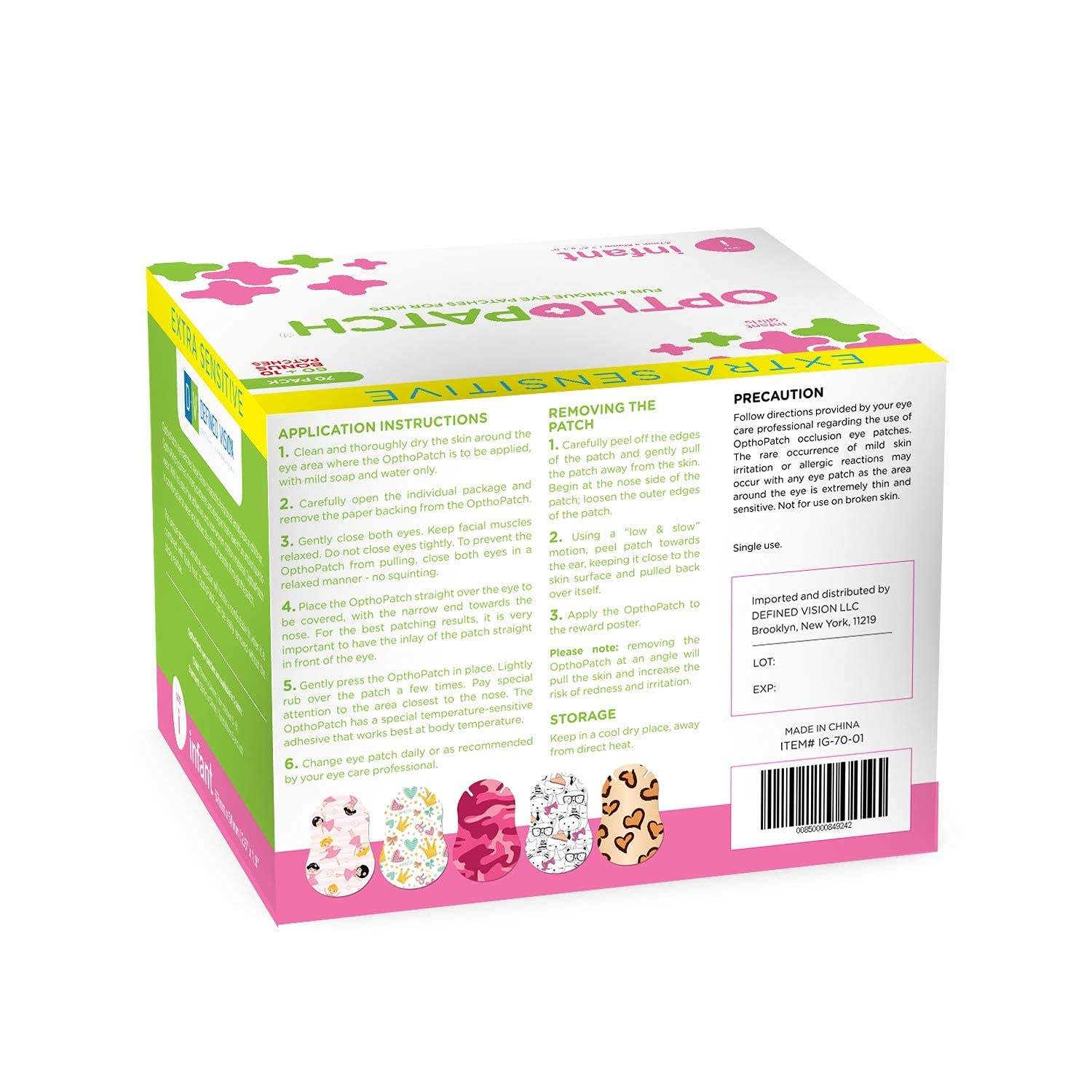 OpthoPatch Series I product packaging with patches and posters