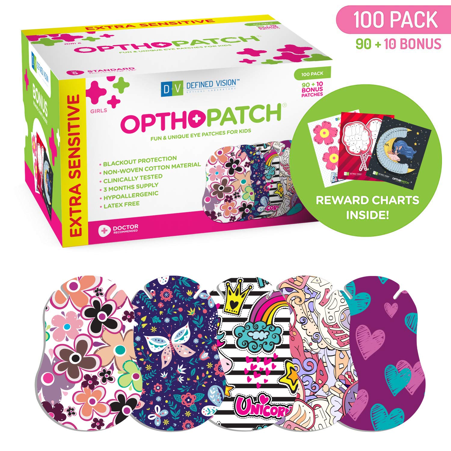 Opthopatch Series II girls' eye patches - 100 count - design 02