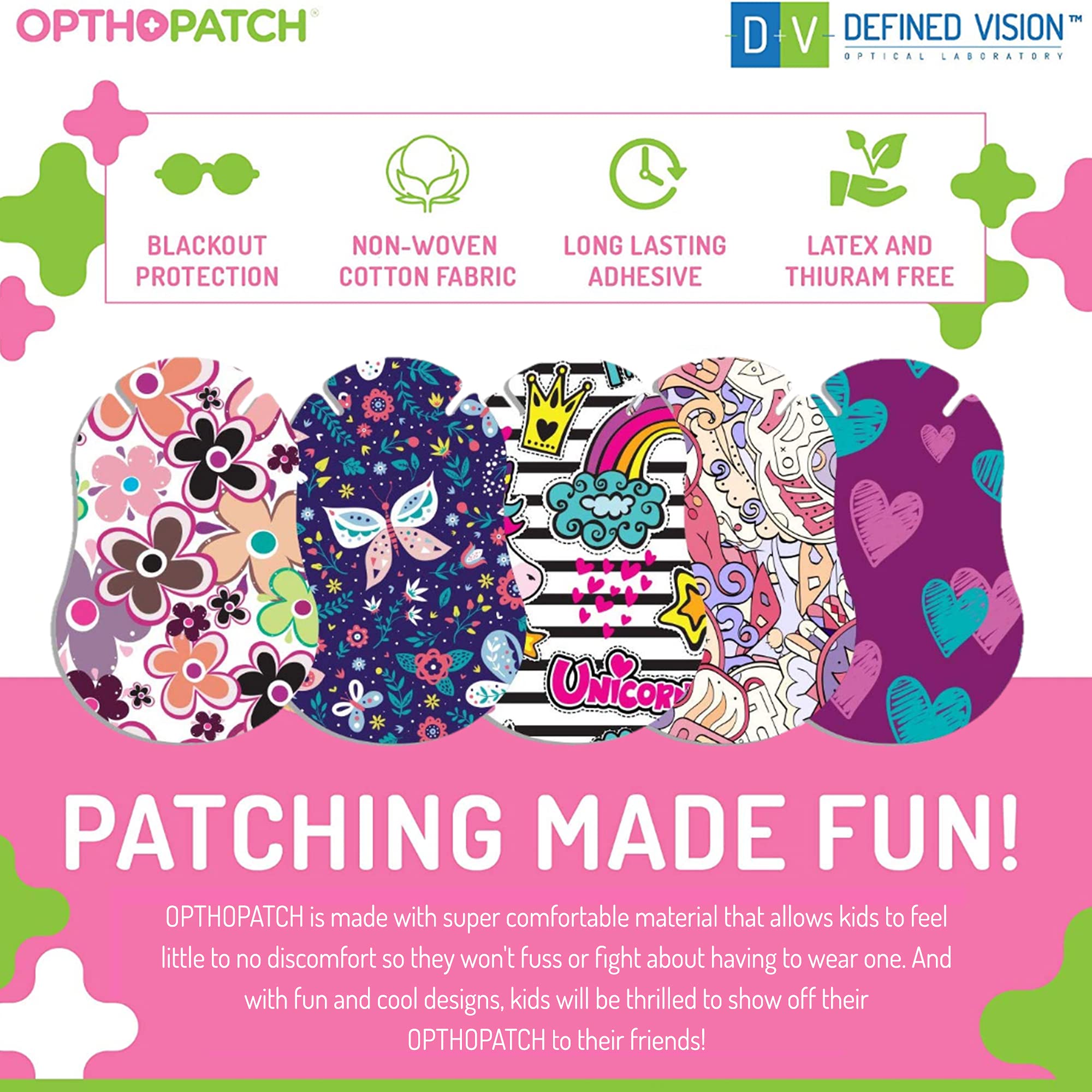 Opthopatch Series II girls' eye patches - 100 count - design 05