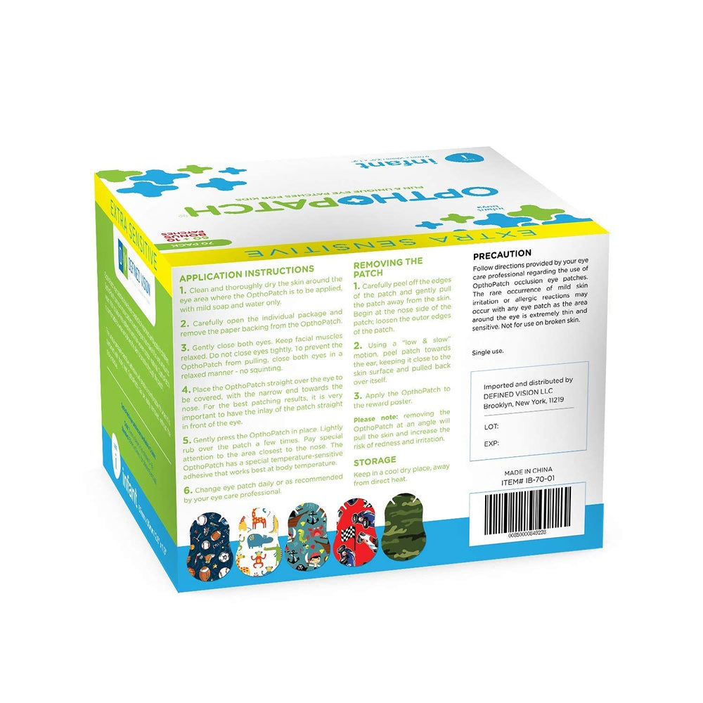 Opthopatch Series I box showing 70 patches and reward charts