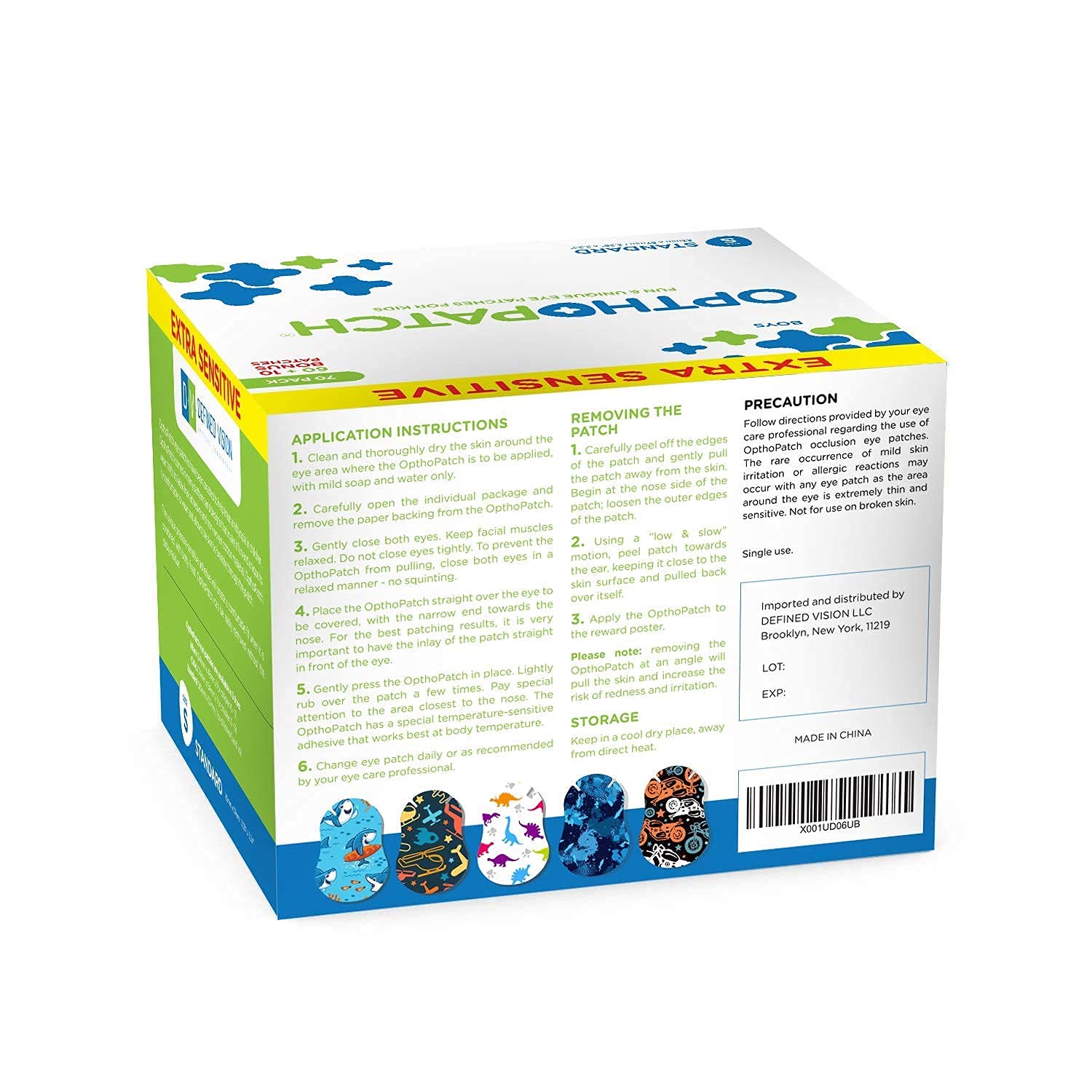 Infants' size option: 67mm x 50mm patches