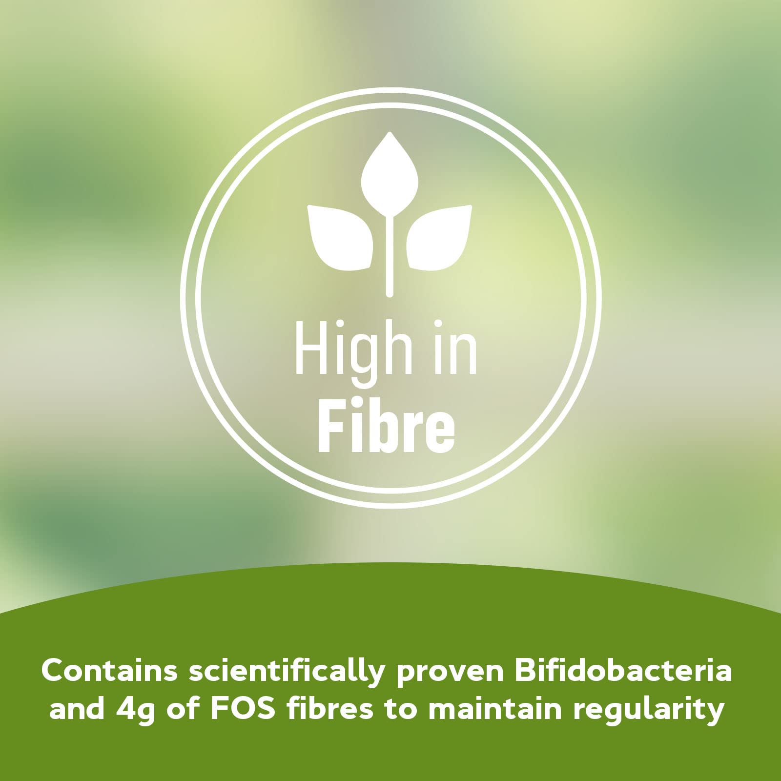 Label showing Bifidobacterium lactis BB-12 and 4 g FOS ingredients