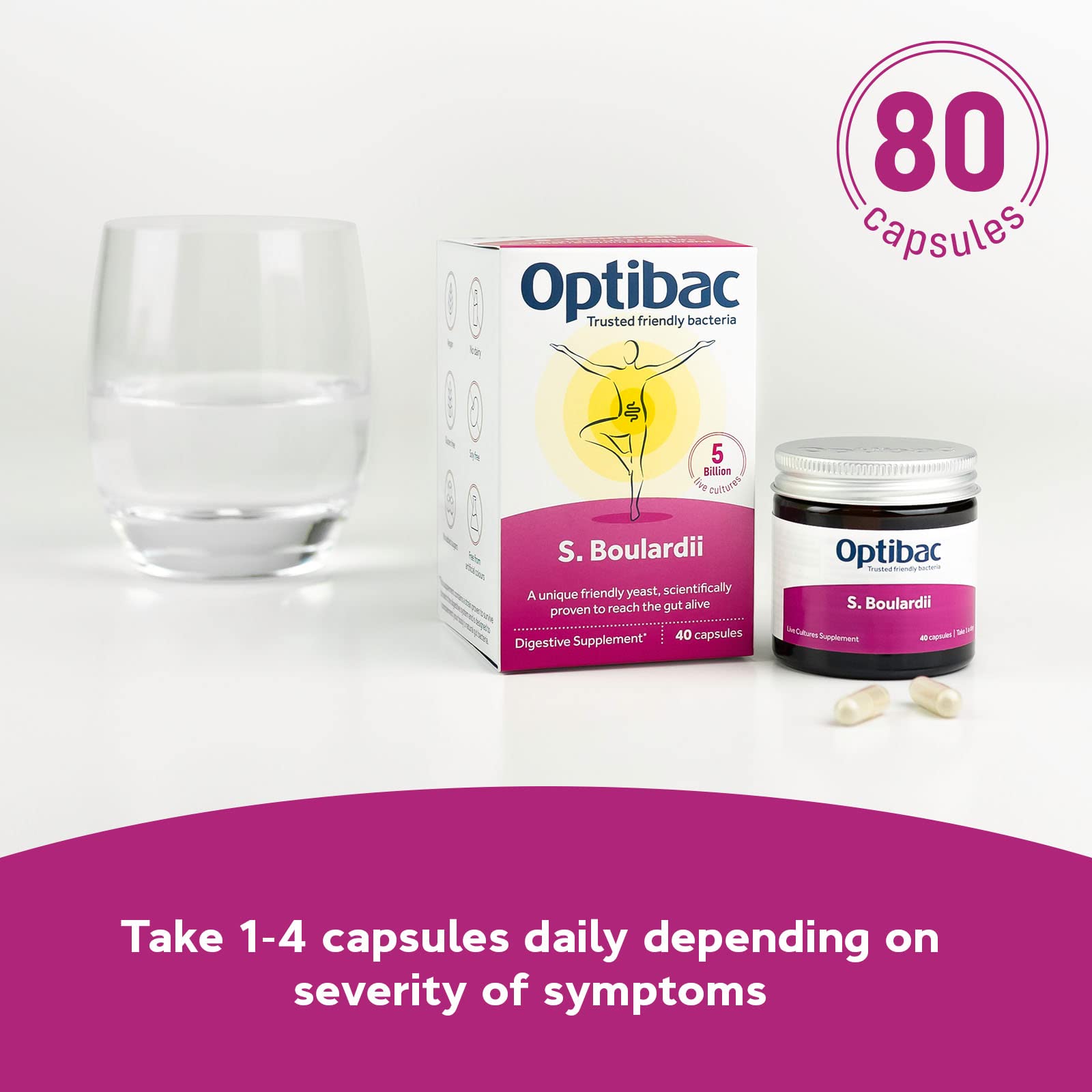 Shelf-stable packaging of OptiBac Saccharomyces boulardii