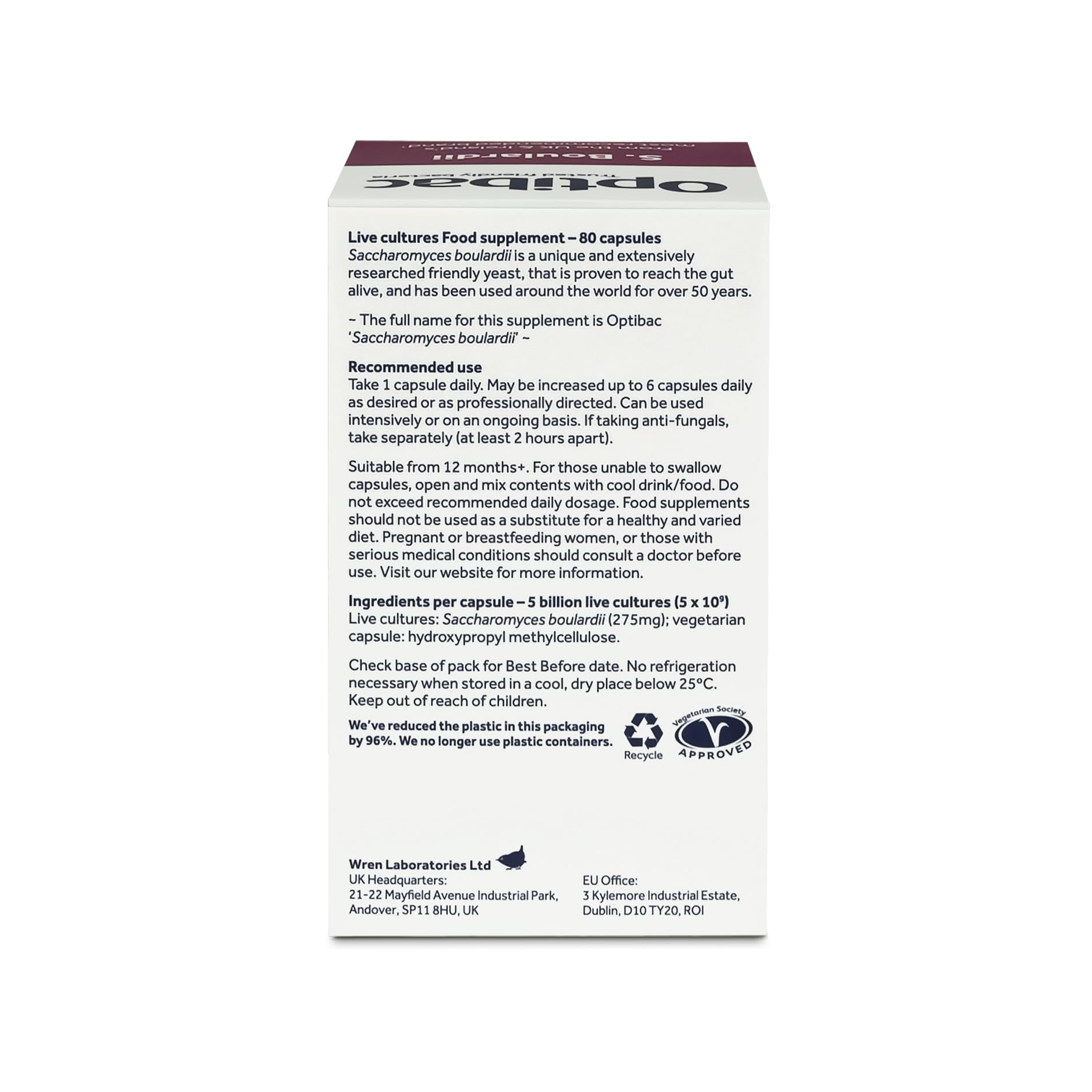 Global recognition and well-researched strain information on OptiBac label