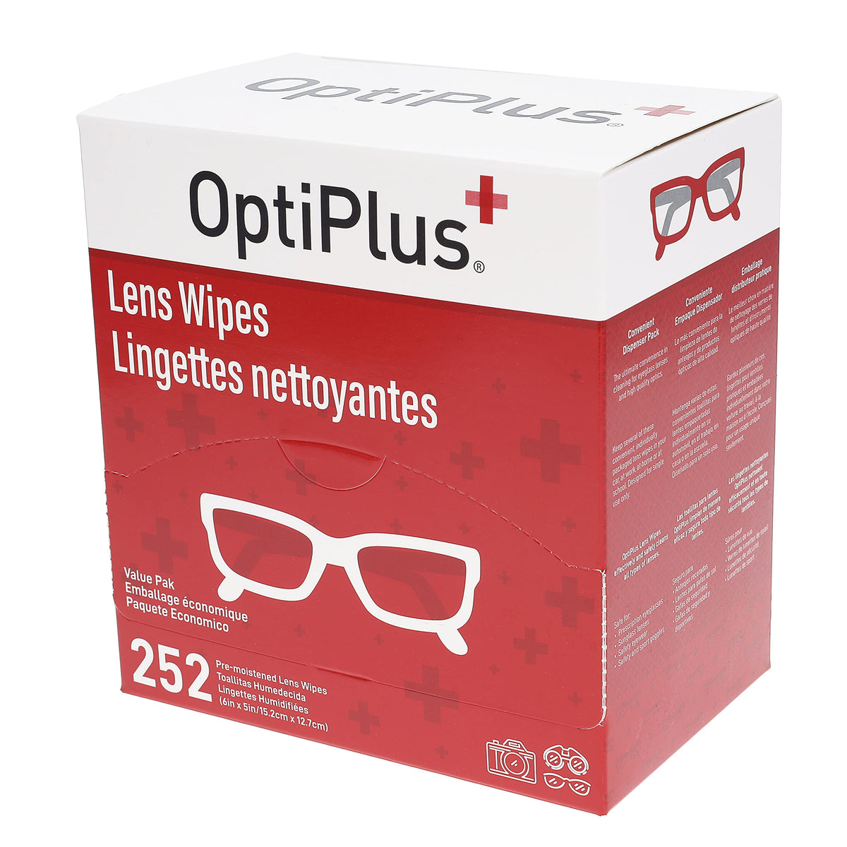 OptiPlus Eyeglass Lens Wipes 252-count packaging