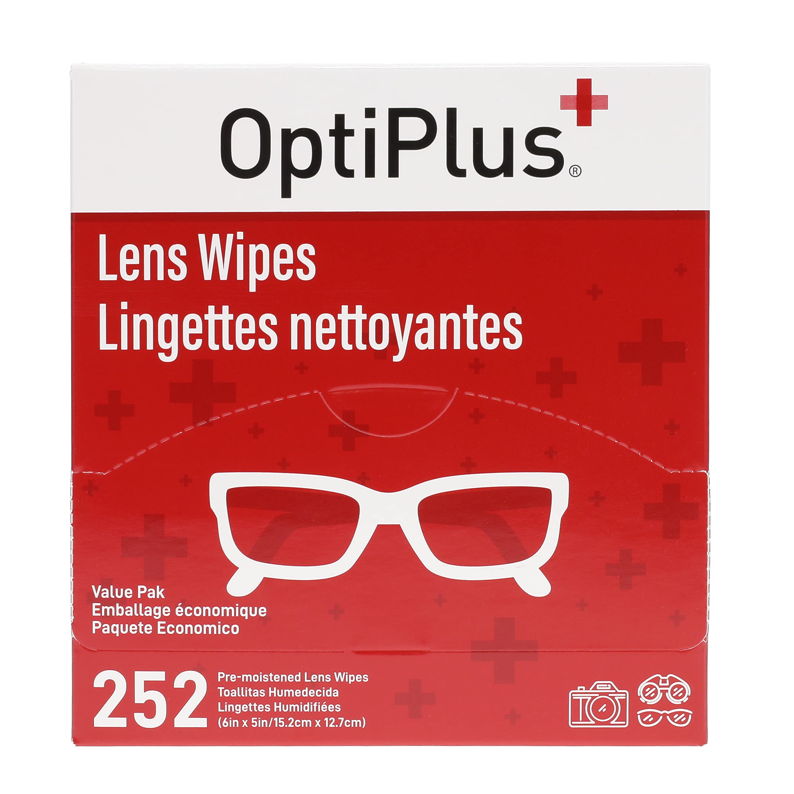 Hand wiping glasses with OptiPlus wipe