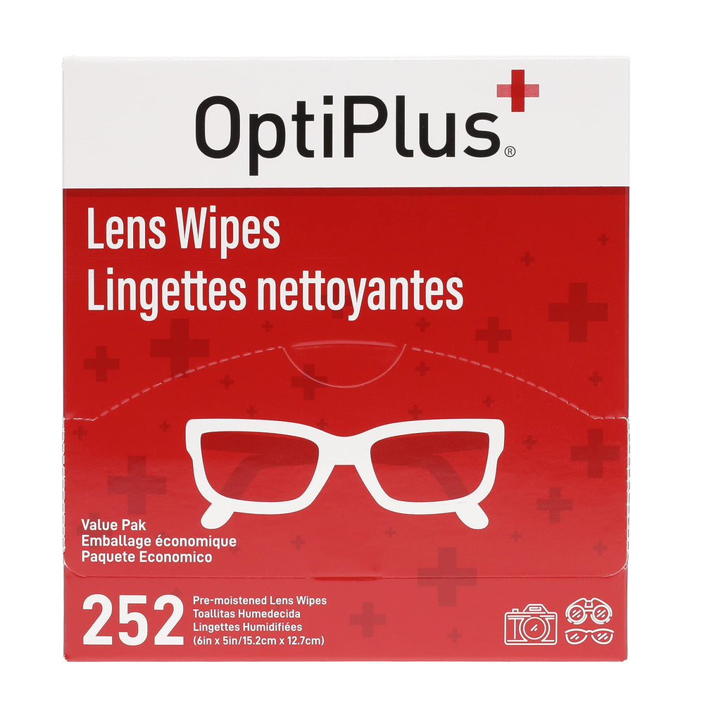 Hand wiping glasses with OptiPlus wipe