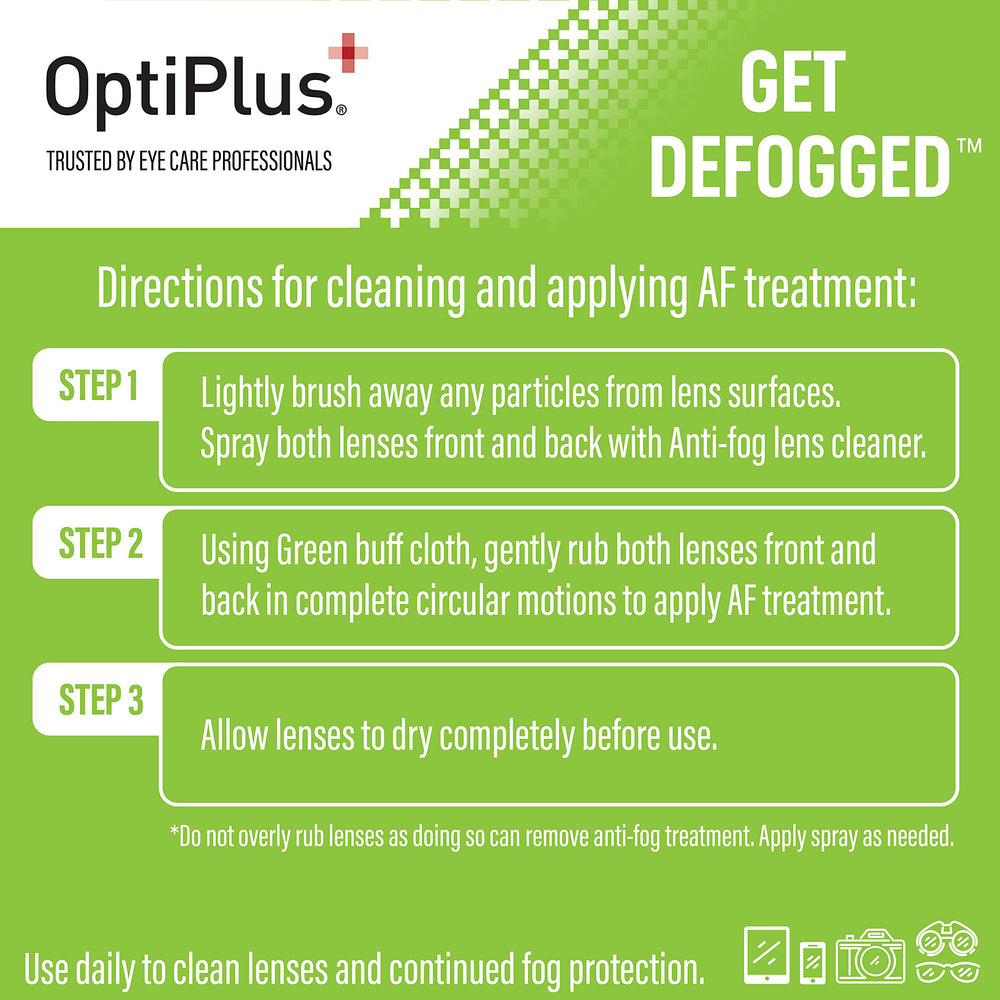 Close-up of OptiPlus Anti-Fog spray bottle