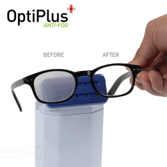 Packaging and included accessories for OptiPlus Anti-Fog Lens Cleaning Kit
