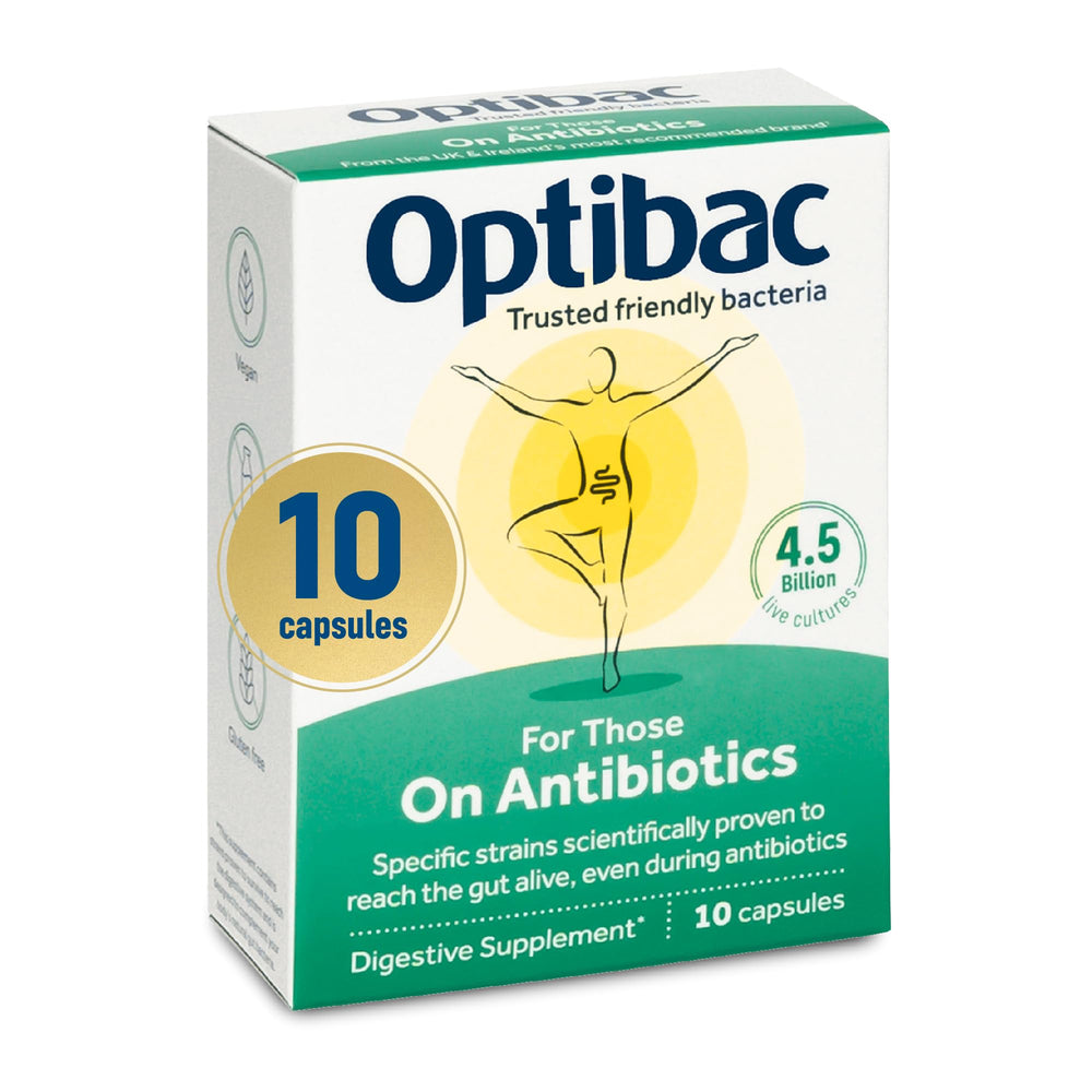 OptiBac Probiotics bottle for antibiotics - 10 capsules