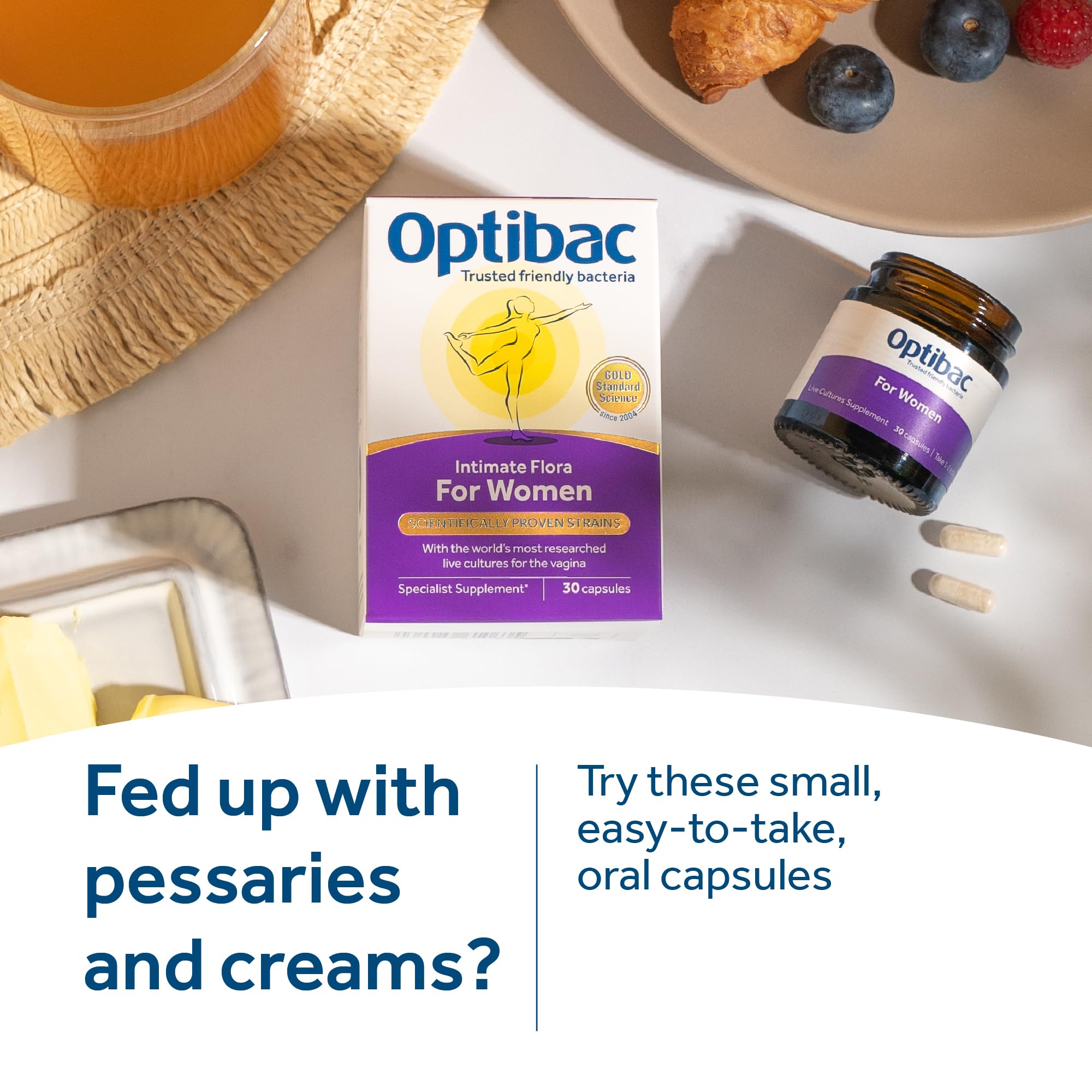 Product ingredients and probiotic strains shown