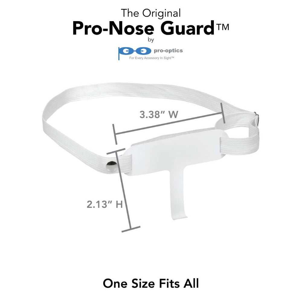 Close-up of lightweight plastic hook suspending eyeglasses above the nose