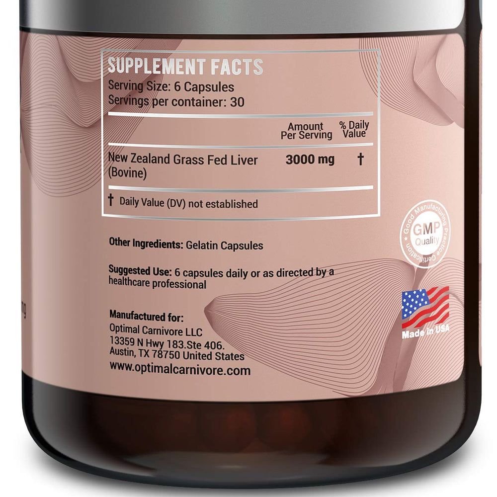 Serving suggestion showing six capsules per daily intake