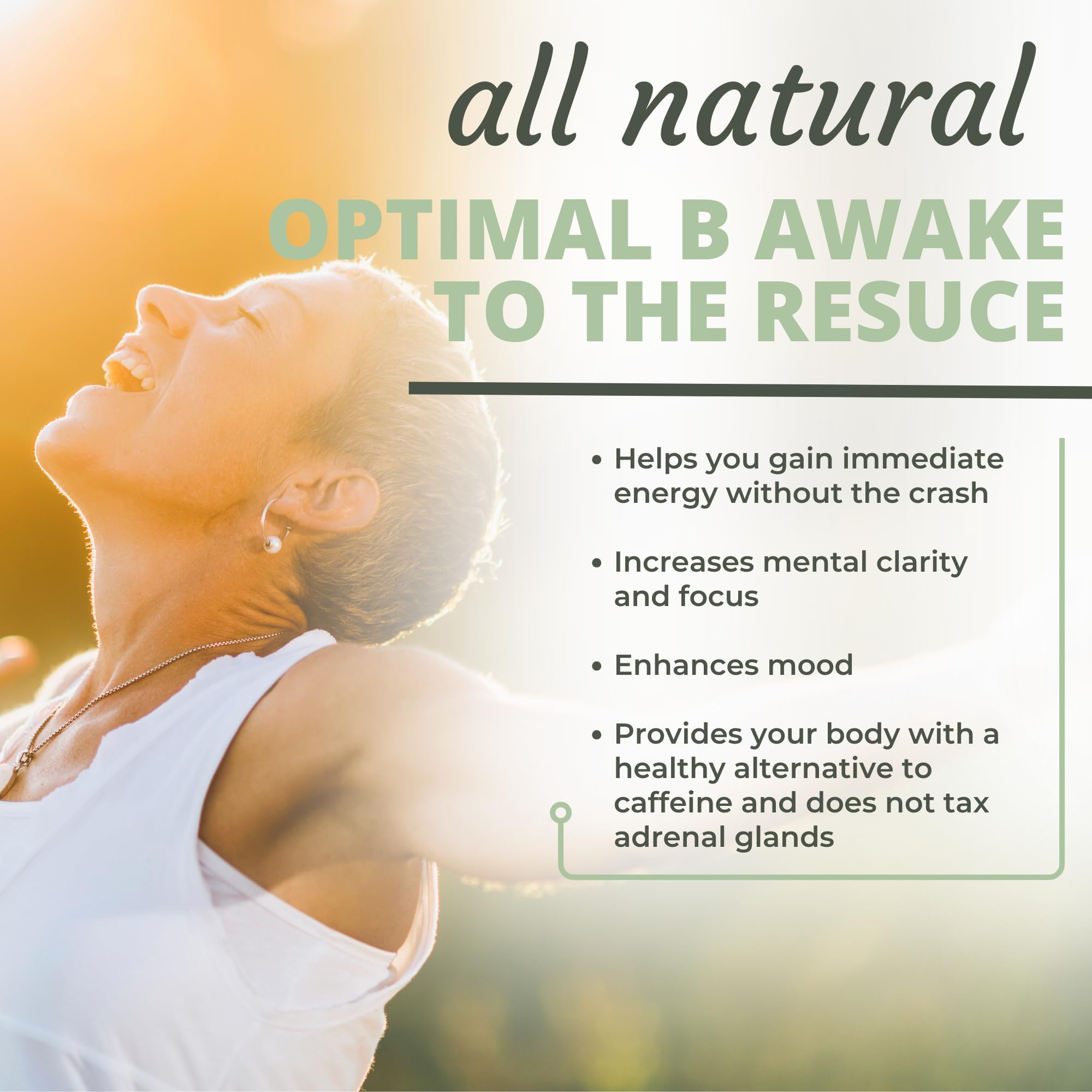 Optimal Health Systems B Awake in-use shot suggests improved focus during a busy day.