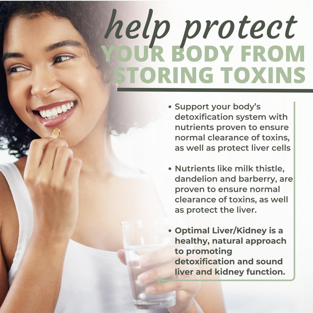 Optimal Health Systems Liver/Kidney Detox Opti-Blend enzymes close-up highlights absorption support