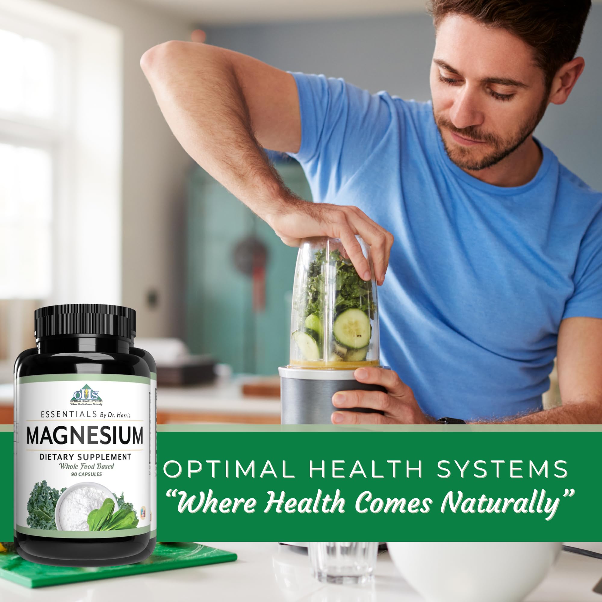 GMP-certified facility seal on Optimal Health Systems Magnesium packaging