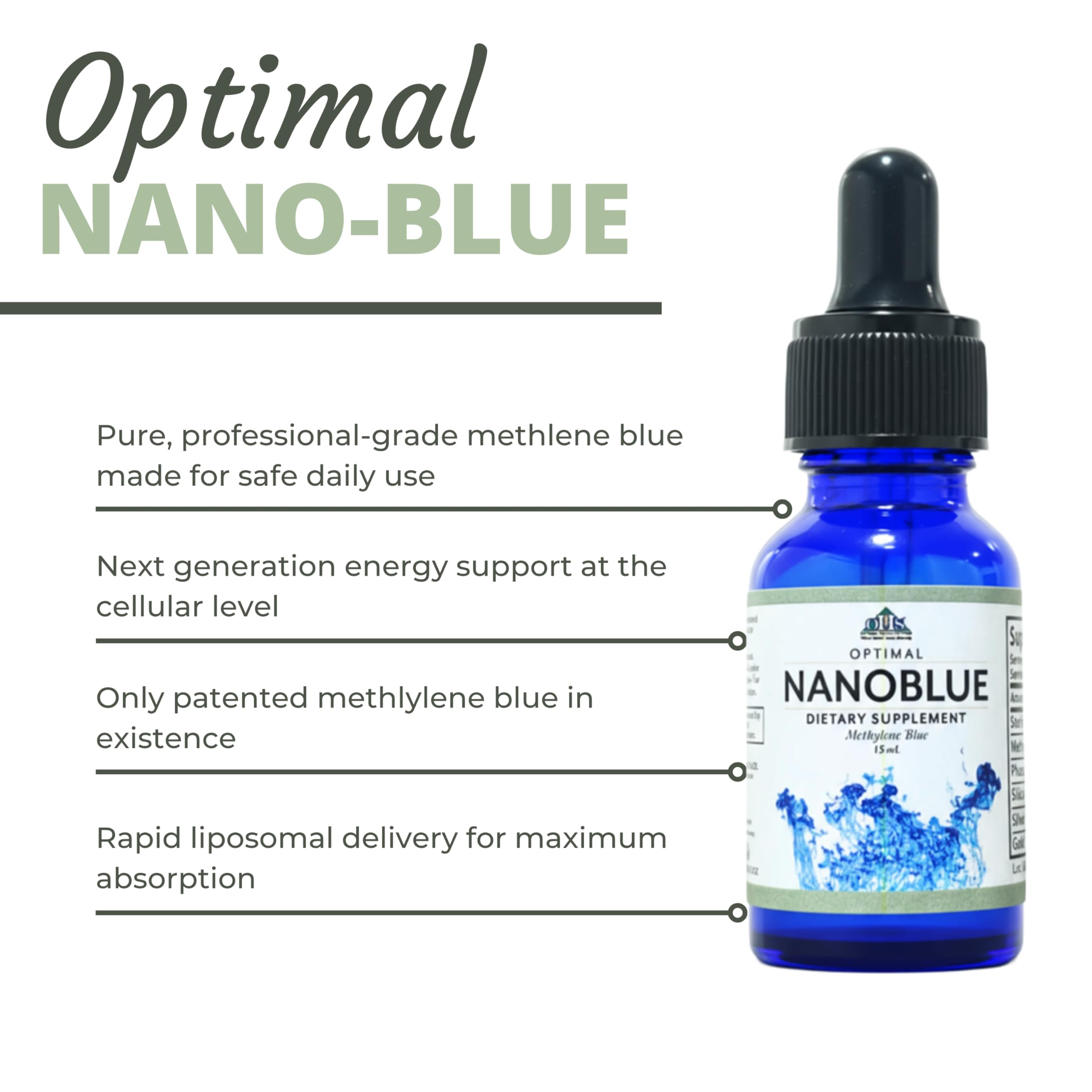 Optimal Health Systems NanoBlue liposomal bubbles illustrate enhanced absorption.