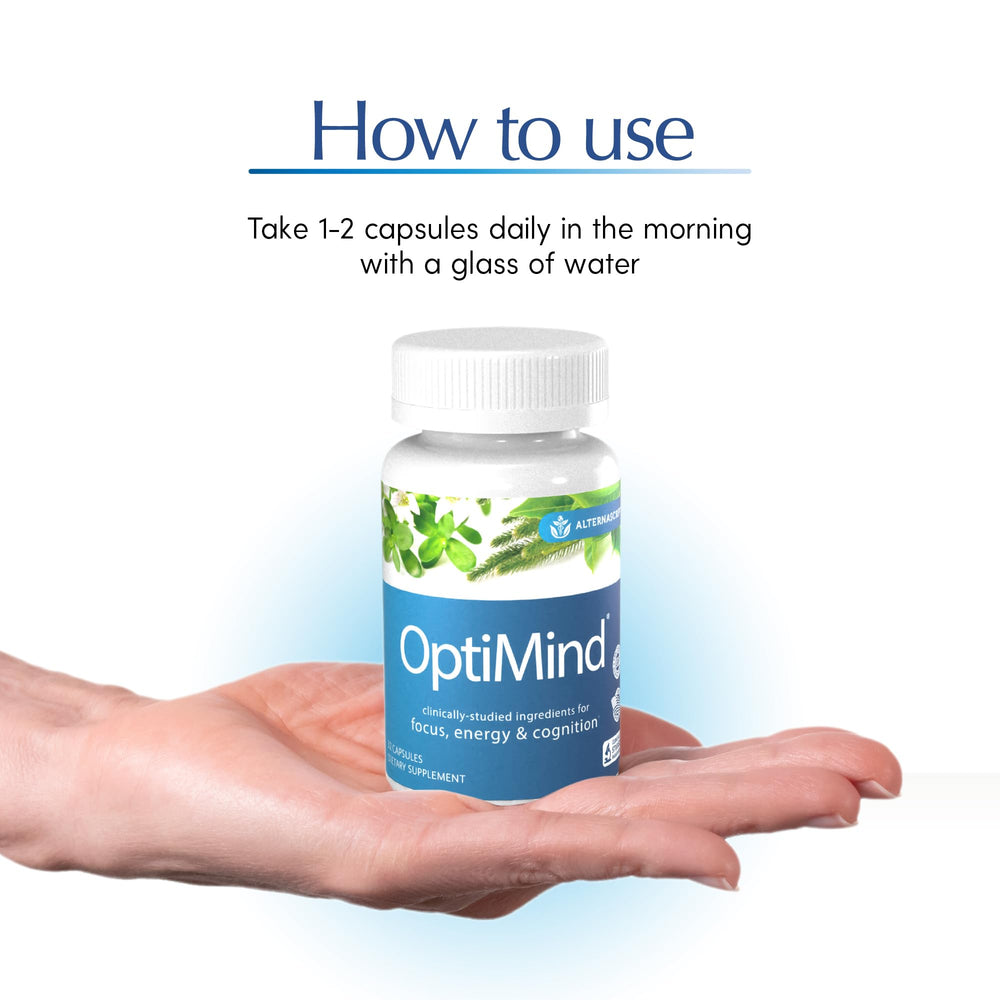 Optimind non-GMO label signaling a clean, safe formula for brain health.
