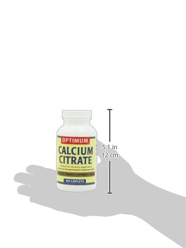 Back view of Optimum Calcium Citrate bottle on white surface