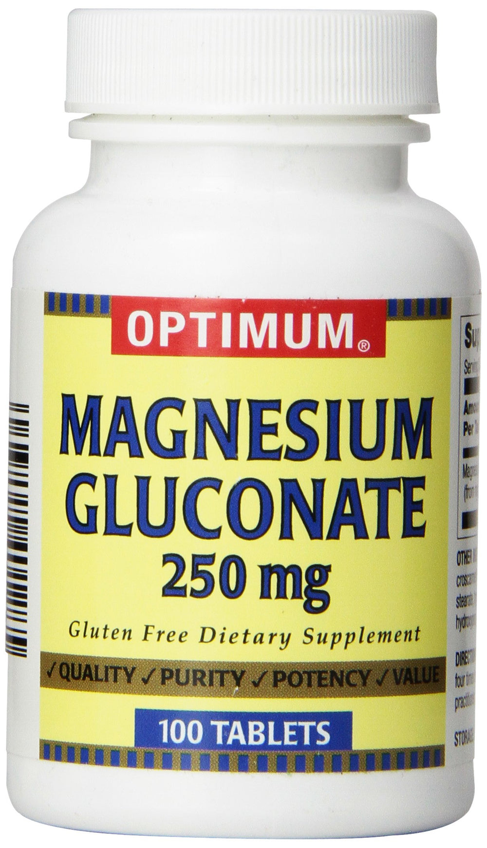 Bottle of Optimum Magnesium Gluconate 250 mg - 100 count