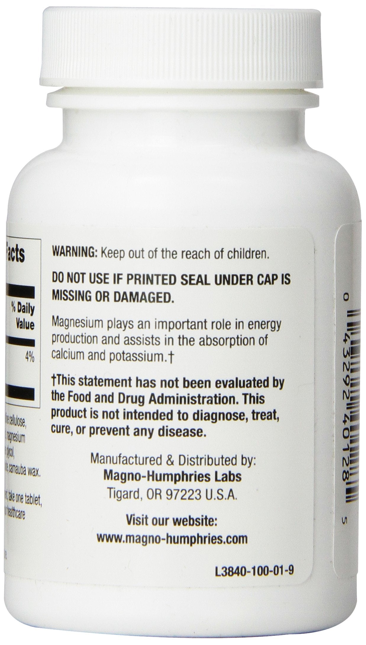 Close-up of magnesium gluconate tablets - 250 mg each