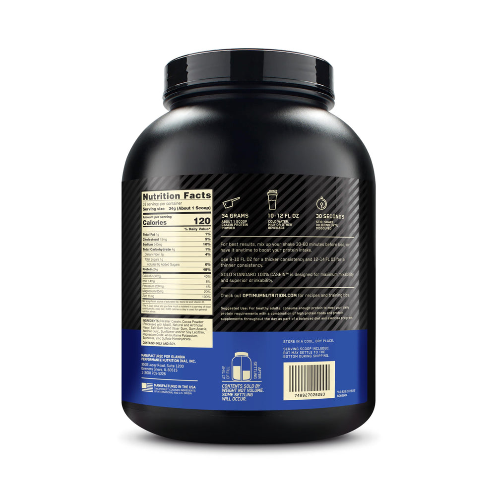 Optimum Nutrition Gold Standard Casein macro nutrition chart image—clear protein and amino acid snapshot.