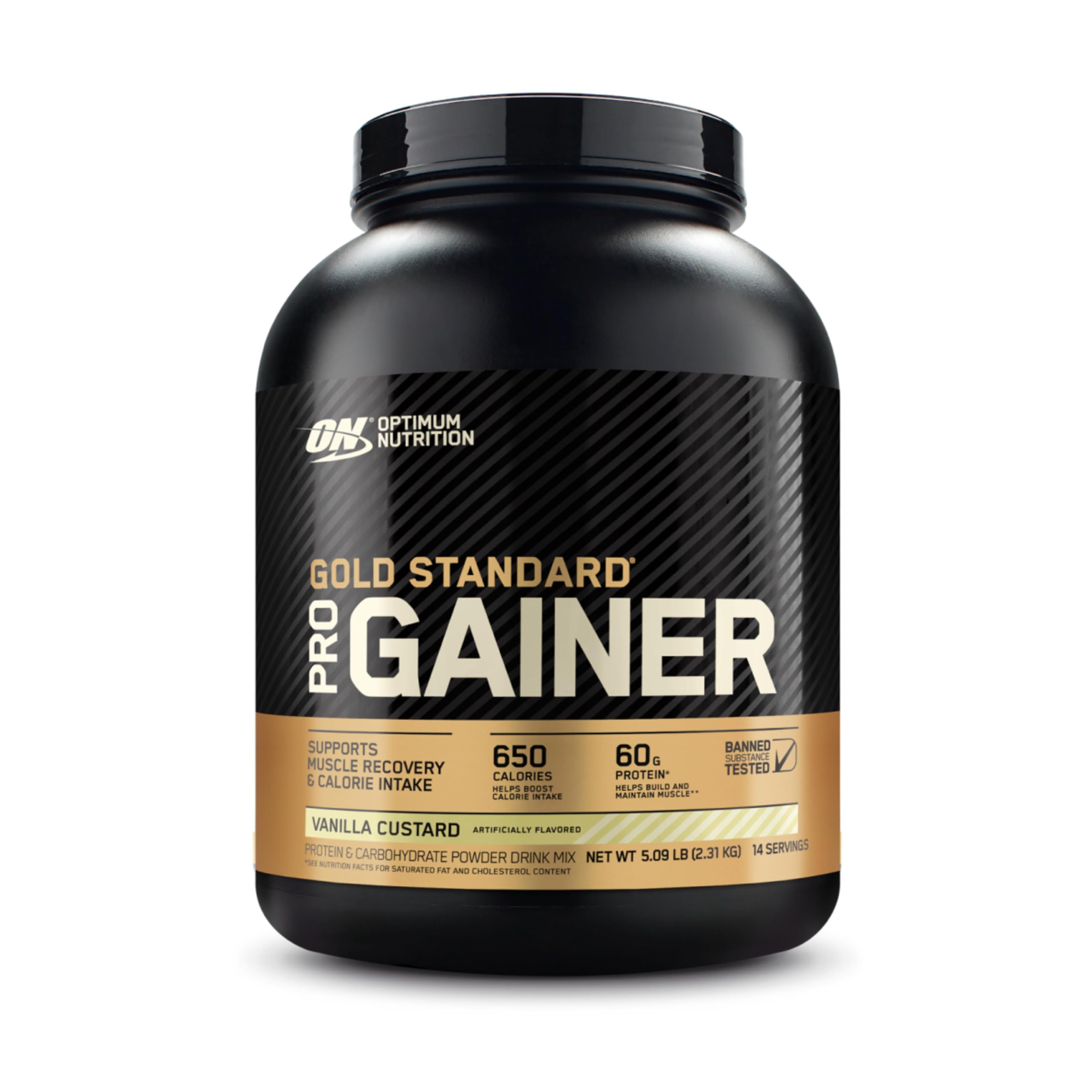 Optimum Nutrition Gold Standard Pro Gainer Vanilla Custard tub 5.09 lb front view