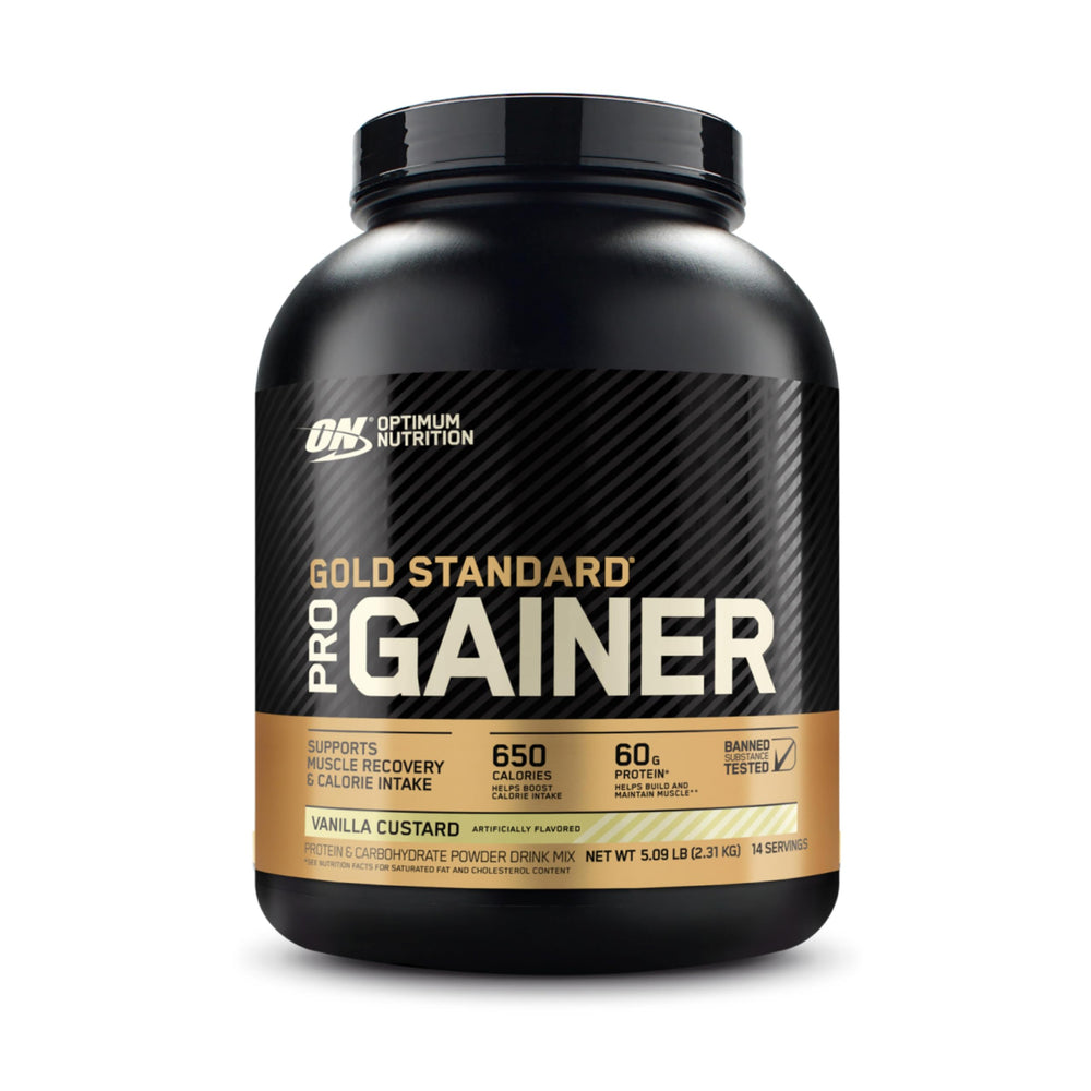 Optimum Nutrition Gold Standard Pro Gainer Vanilla Custard tub 5.09 lb front view