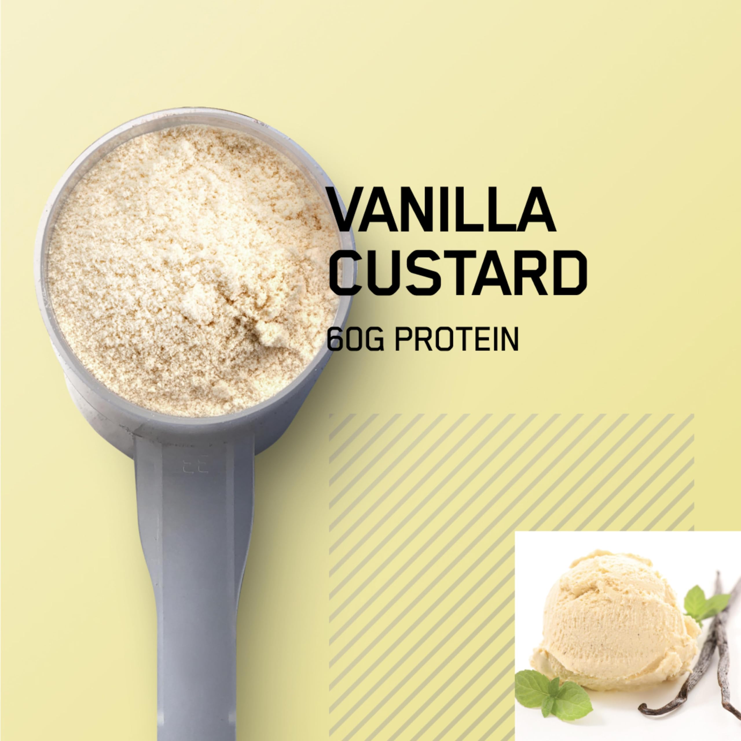Pro Gainer powder scoop with Vanilla Custard label