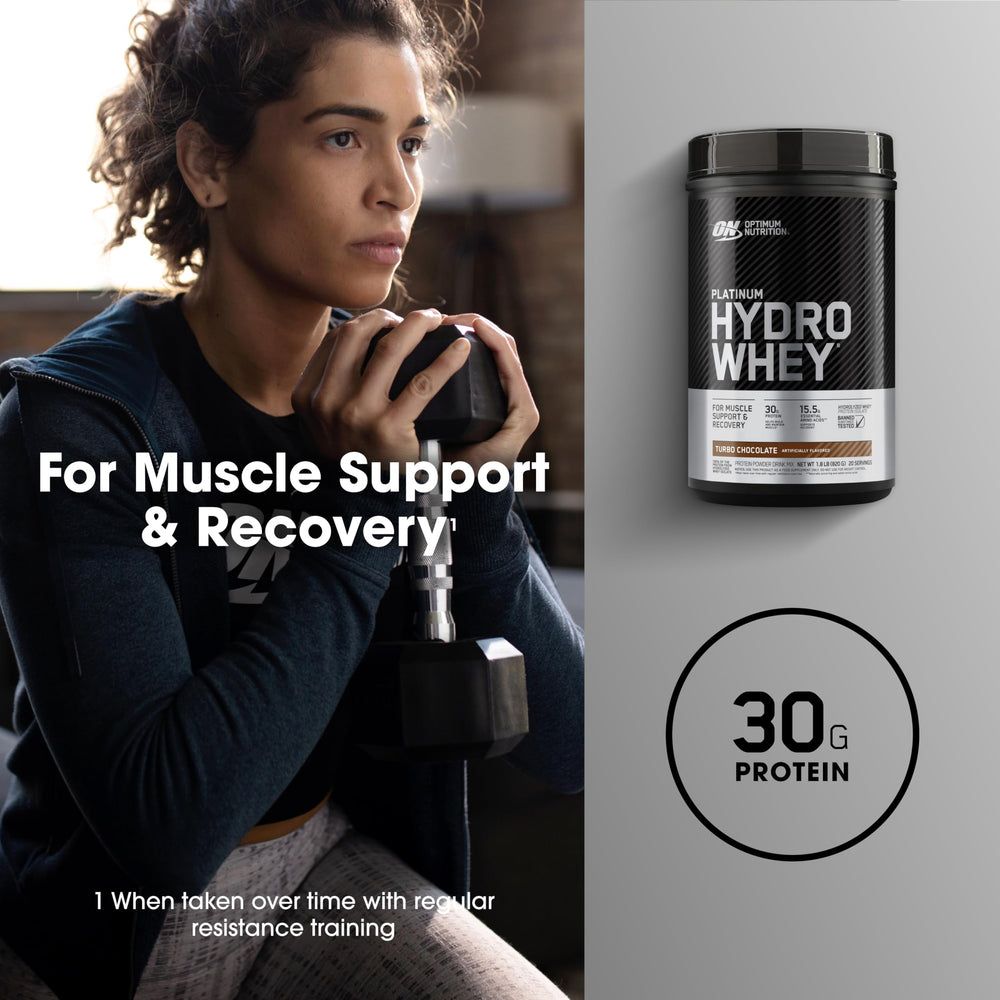 Optimum Nutrition Hydrowhey digestive enzymes image suggests easier digestion after training.