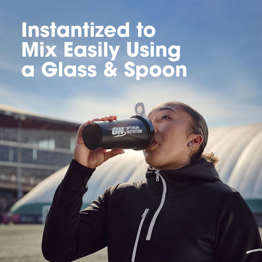 Optimum Nutrition Hydrowhey shaker image demonstrates convenient post-workout nutrition.