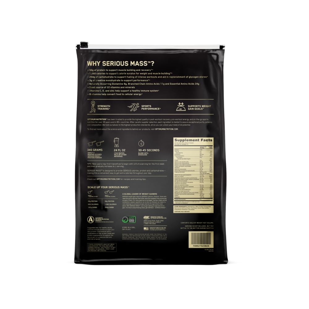 Packaging may vary design for Serious Mass Vanilla 12 lb