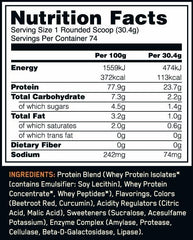 Optimum Nutrition Whey Gold Standard label highlights 24 g protein per serving.