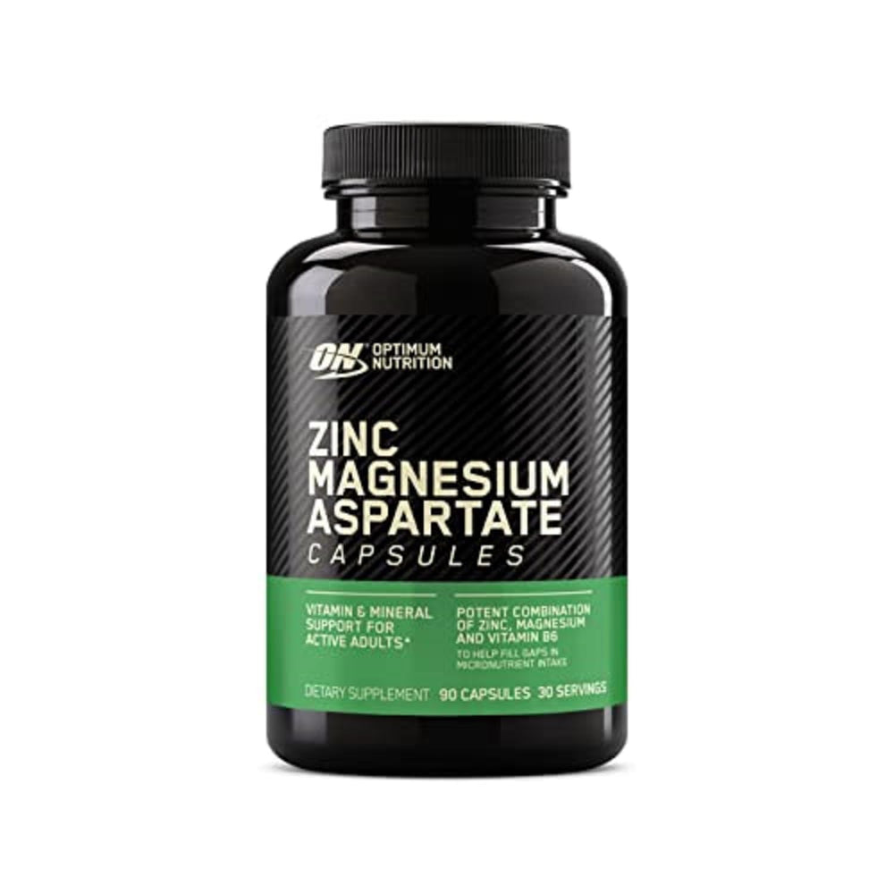 Bottle label of Optimum Nutrition Zinc Magnesium Aspartate 180-count