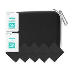 Front view of Optipak antifog spray kit with 30ml bottles in a black slim case