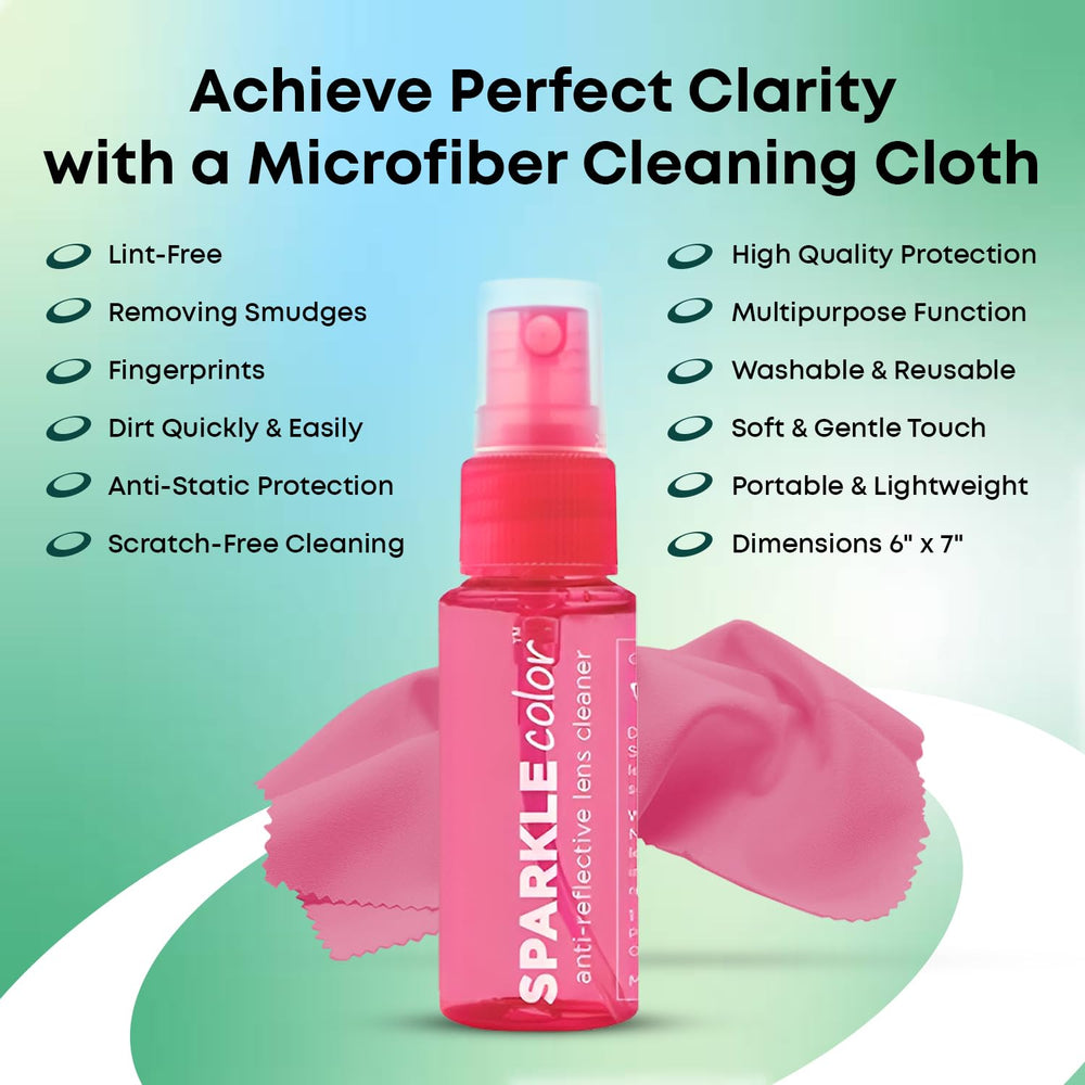 Eyeglasses being cleaned with OPTIPAK Sparkle Safe Lens Cleaner Kit