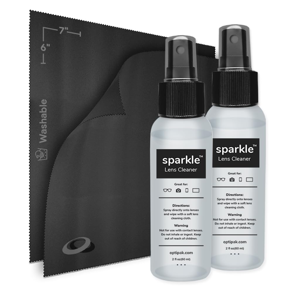 OPTIPAK Sparkle lens cleaner spray bottle, 2oz, front view
