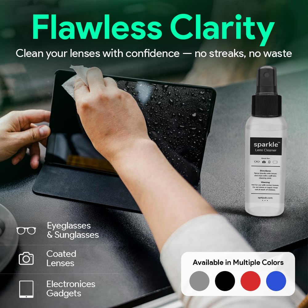 Two microfiber cloths (6 x 7 inches) for glasses and screens