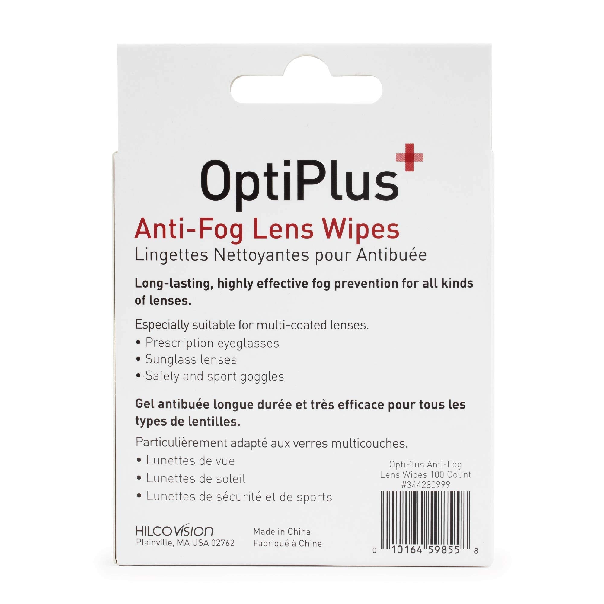 Sunglasses being cleaned with OptiPlus anti-fog wipes